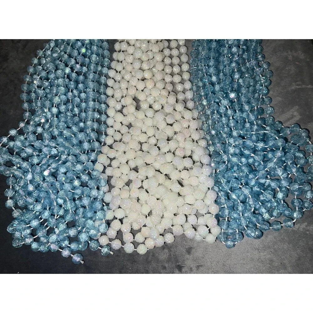 Vintage Christmas Bead Garland Hue Lot Pearl Pink Blue 60+ Yards, Holiday Decor,